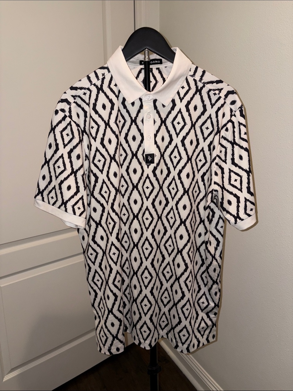 ByrdGang Black & White Geometric Polo Shirt